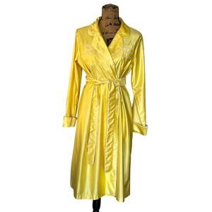 VTG 70s 80s David Brown California Yellow Cotton Sateen Robe Tie Belt Women's M